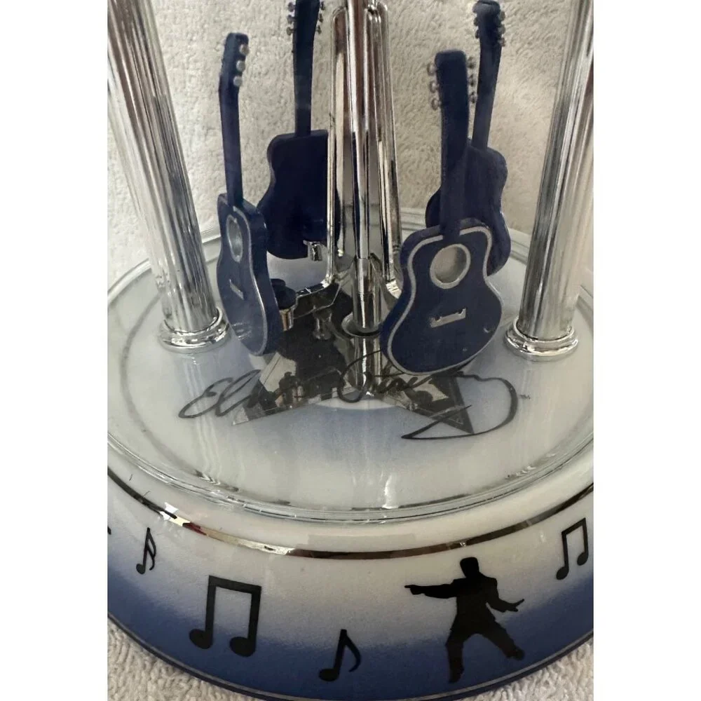 Elvis Presley Pendulum Clock 25th‎ Anniversary Blue Silver Glass Works See Video